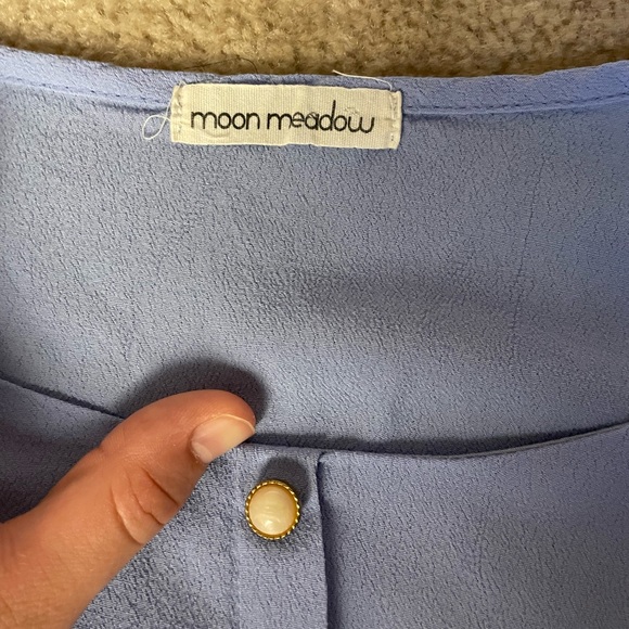 Light Blue Cropped Vintage Shirt - Small - Picture 3 of 4